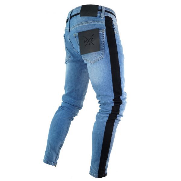 MEN ,Small Feet Zipper Jeans Men's Ripped New Jeans