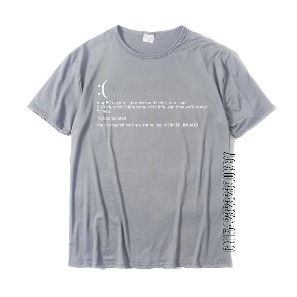 Men Short Sleeve Funny Blue Screen Of Death BSOD Crash Nerd Computer Costume Top T-Shirts Camisa New Coming Men T Shirt Camisa Cotton