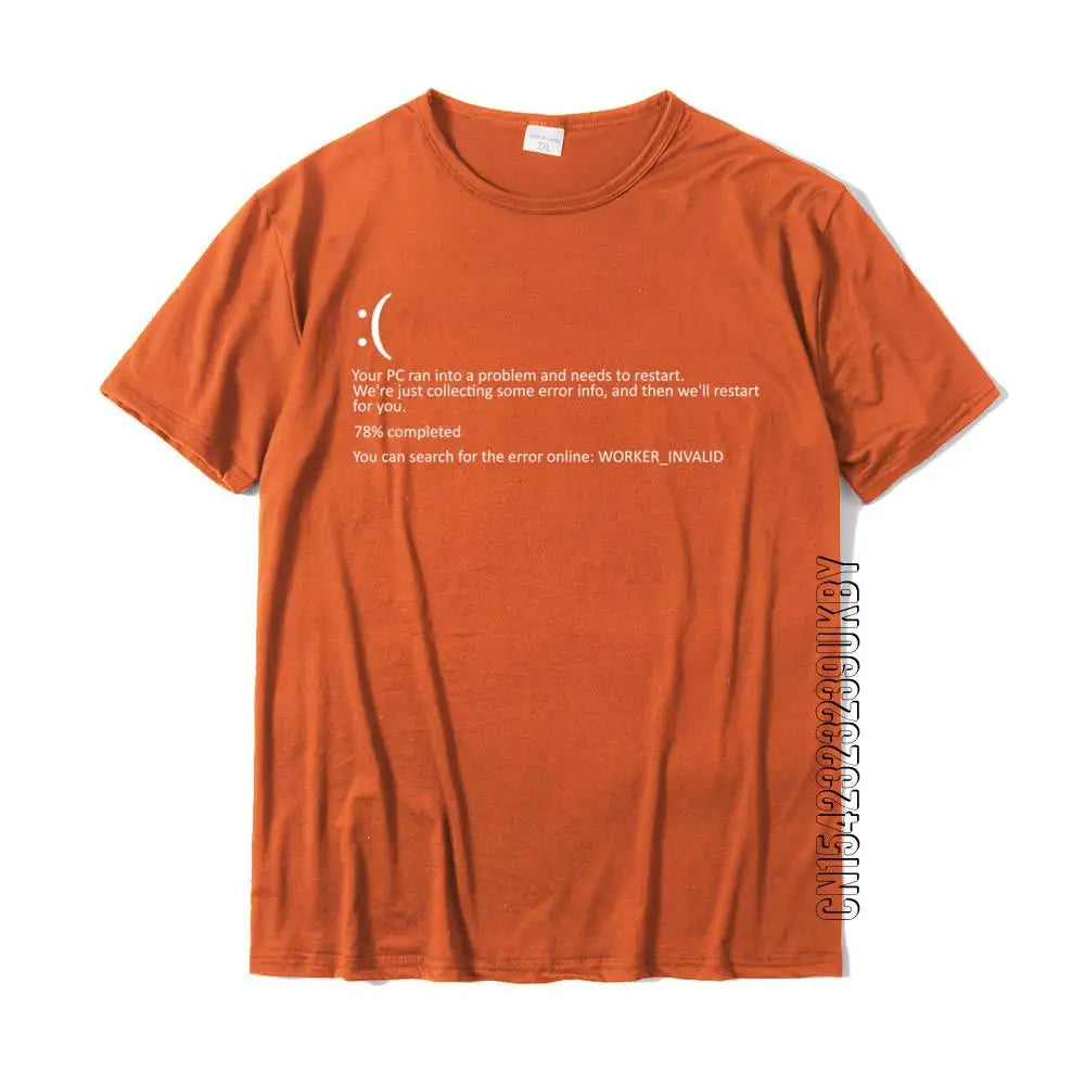 Men Short Sleeve Funny Blue Screen Of Death BSOD Crash Nerd Computer Costume Top T-Shirts Camisa New Coming Men T Shirt Camisa Cotton