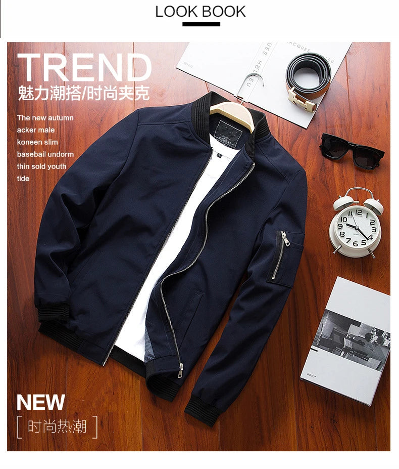 JUMPER Men Bomber Jacket Thin Slim Long Sleeve baseball Jackets Mens Windbreaker Zipper Windbreaker Jacket Male Outwear Brand Clothing