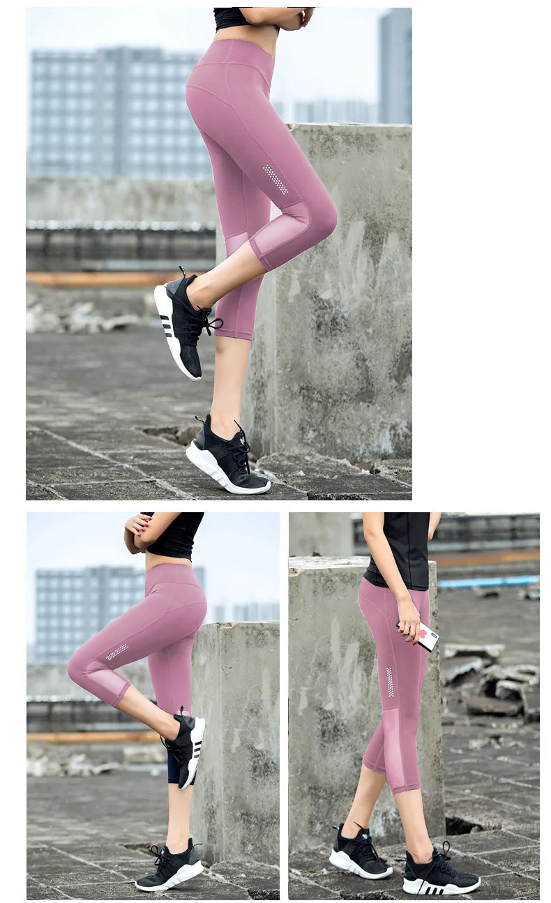 Leggings Seamless High Waist Push Up mesh Legging Breathable Sport Cropped shorts Sexy Gym Yoga Pants