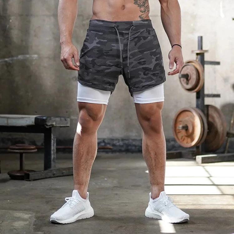 Shorts Camo Running Shorts Men Gym Sports Shorts 2 In 1 Quick Dry Workout Training Gym Fitness Jogging Short Pants Summer Men Shorts