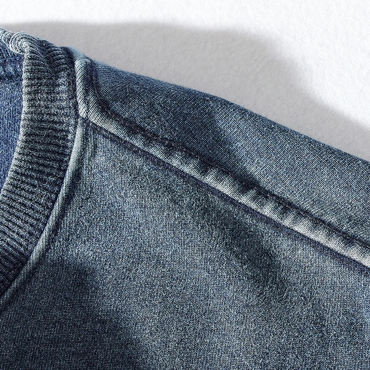 JUMPER American round Neck Sweater Men 's Washed Long-Sleeved Shirt Knitted Sports Pullover