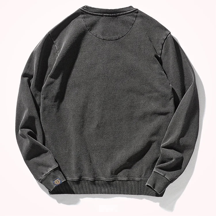JUMPER American round Neck Sweater Men 's Washed Long-Sleeved Shirt Knitted Sports Pullover