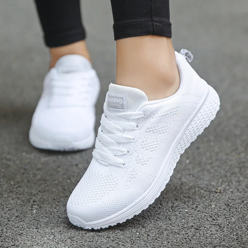 Women Sneakers  Fashion Breathable Walking Mesh Flat Shoes Sneakers Women 2021 Gym Vulcanized Shoes White Female Footwear