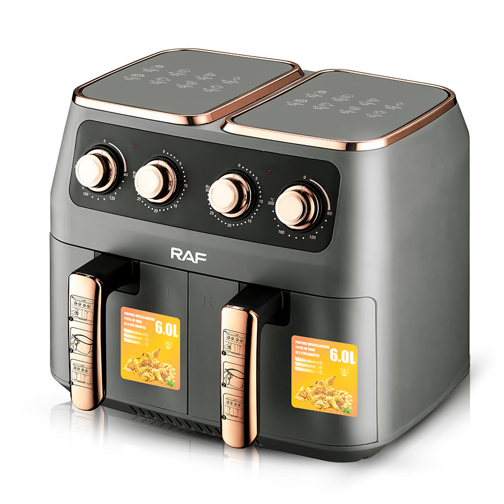 RAF European standard air fryer multi-functional home left and right double warehouse large capacity French fries electromechanical fryer
