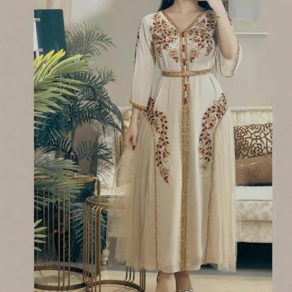 Spring Summer New Women's Ebay Independent Station Sexy Chiffon Embroidered Belt Dress