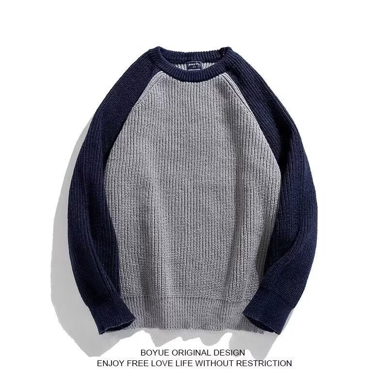 Sweater men's loose and lazy style, high-quality student jacket, winter thickened Japanese retro inner with men's knitwear