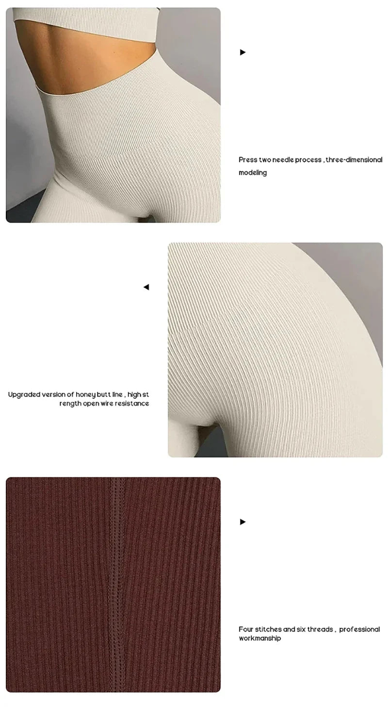 Leggings Women's seamless knitted thread yoga pants high waisted sports leggings hip lifting running training slimming and fashionable