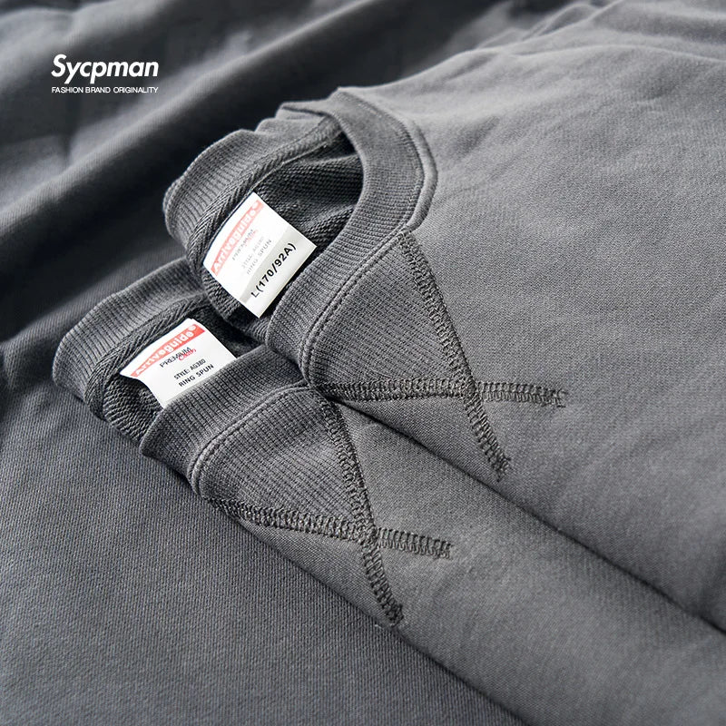 JUMPER Tight Match Heavy Inverted Triangle Loose Versatile Solid Cotton Vintage Autum Winter Long Sleeve Round Neck Sweater