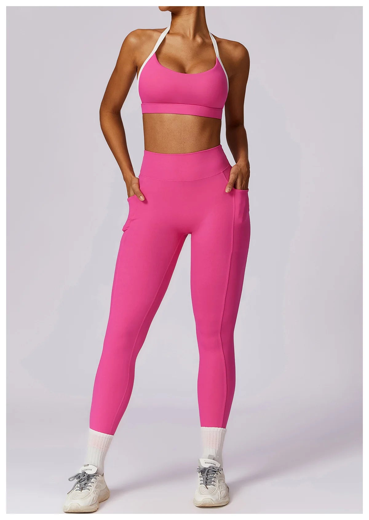 Legging Yoga Set 2PCS Women Sportswear Push Up Workout Clothes Athletic Wear Gym Legging Fitness Bra Crop Top Long Sleeve Sports Suits