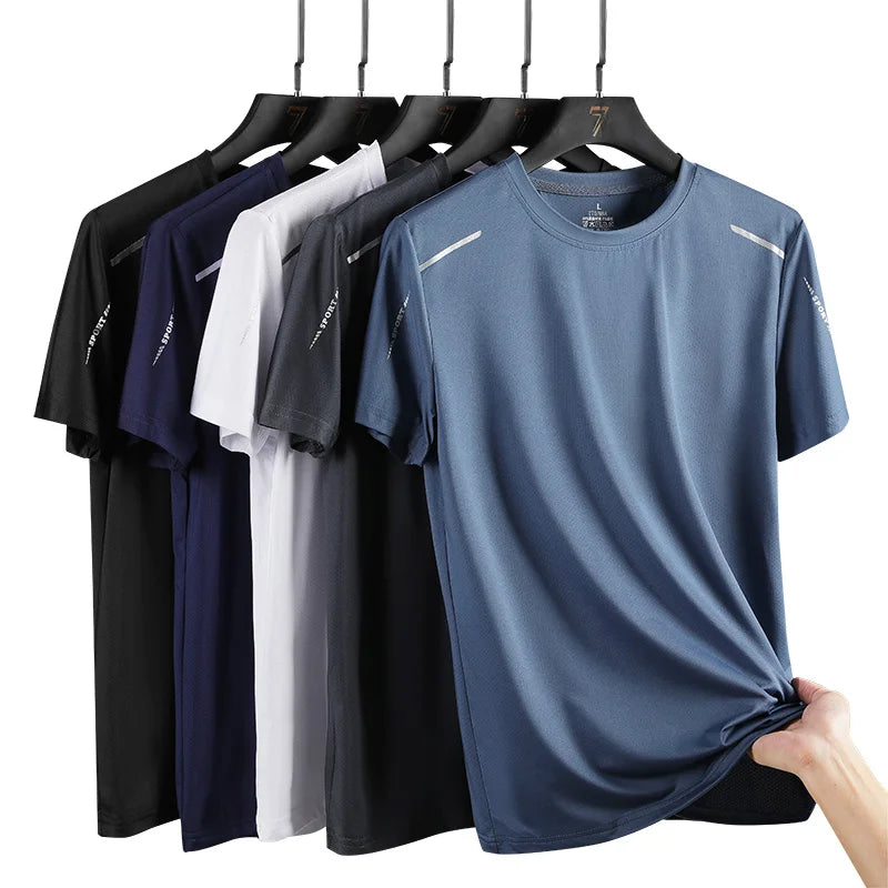 T-shirts Men's Running Quick Drying T-shirts Breathable Hiking Fishing Tees Soft Elasticity Outdoor Sports Short Shirt Summer