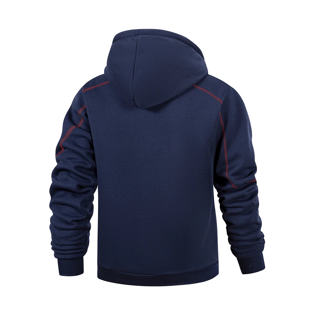 JUMPER Men's Casual Sports Zipper Hoodie Coat Solid Color Cardigan Sweatshirt for Men Clothing Sportswear Slim Fit Casual Jacket