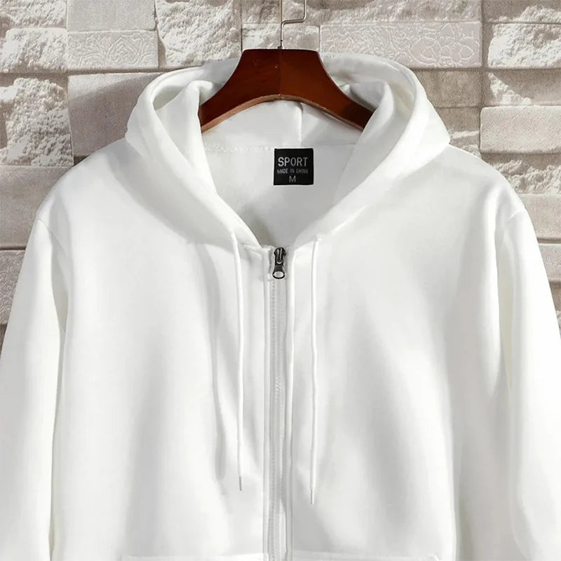 JUMPER Zipper Hoodies Autumn Winter Men's New Long Sleeve Hooded Sweatshirt Fashion Casual Male Outfit Sportwear Loose Fit Clothes
