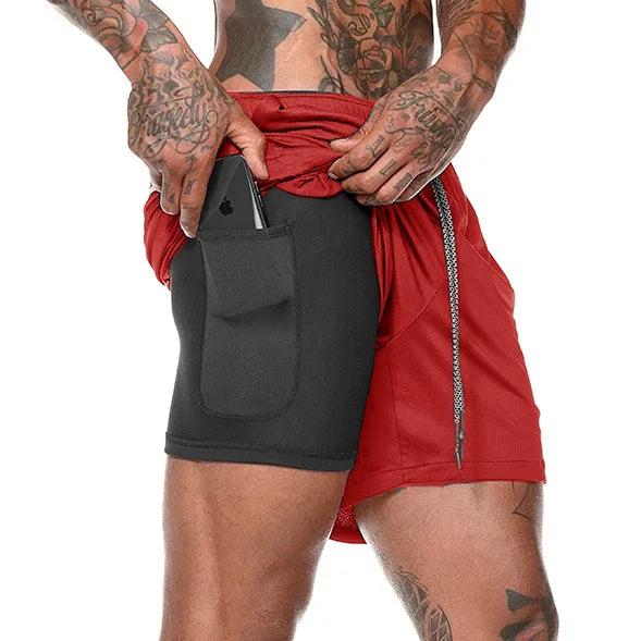 Shorts  Sportswear Double-deck Running Shorts 2 In 1 Beach Bottoms Summer Gym Fitness Training Jogging Short Pants Men