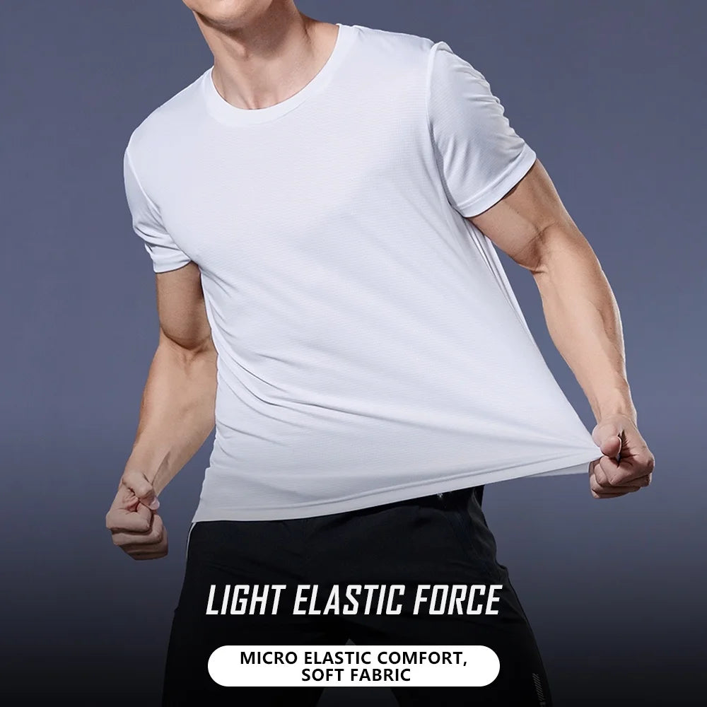 T-shirts Men's Quick Dry Short Sleeve Gym Running Moisture Wicking Round Neck T-Shirt Training Exercise Gym Sport Shirt Tops Lightweight