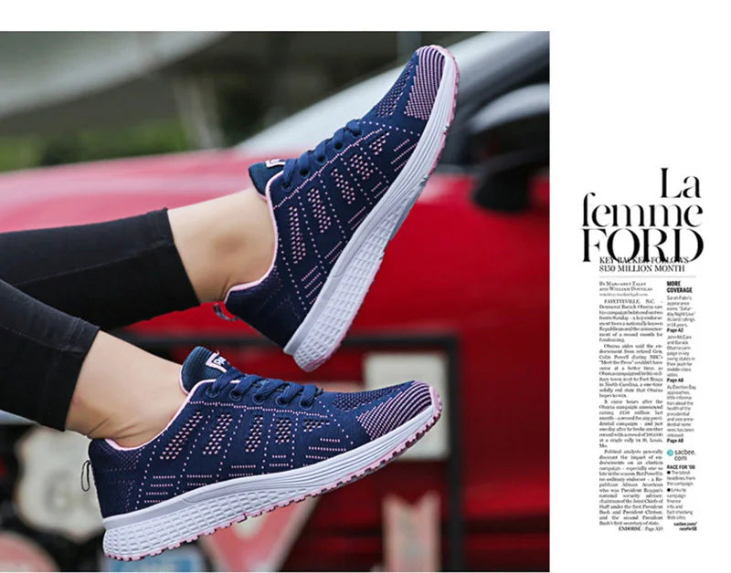 Women Sneakers  Casual Shoes Fashion Breathable Walking Mesh FlatShoesSneakers White Female Footwear