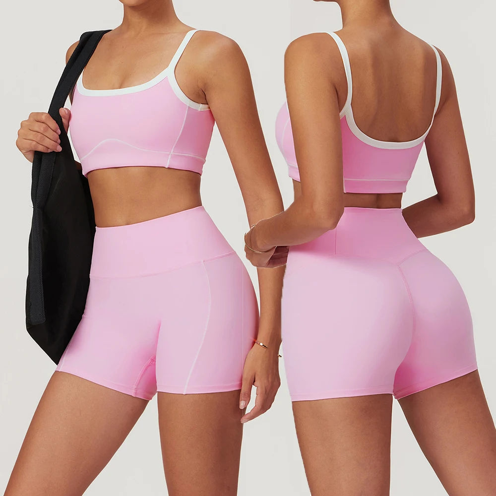 Legging Yoga Set Women Sport Bra Gym Workout Legging High Waist Wide Flare Pant Fitness Sports Shorts Active Wear Suit