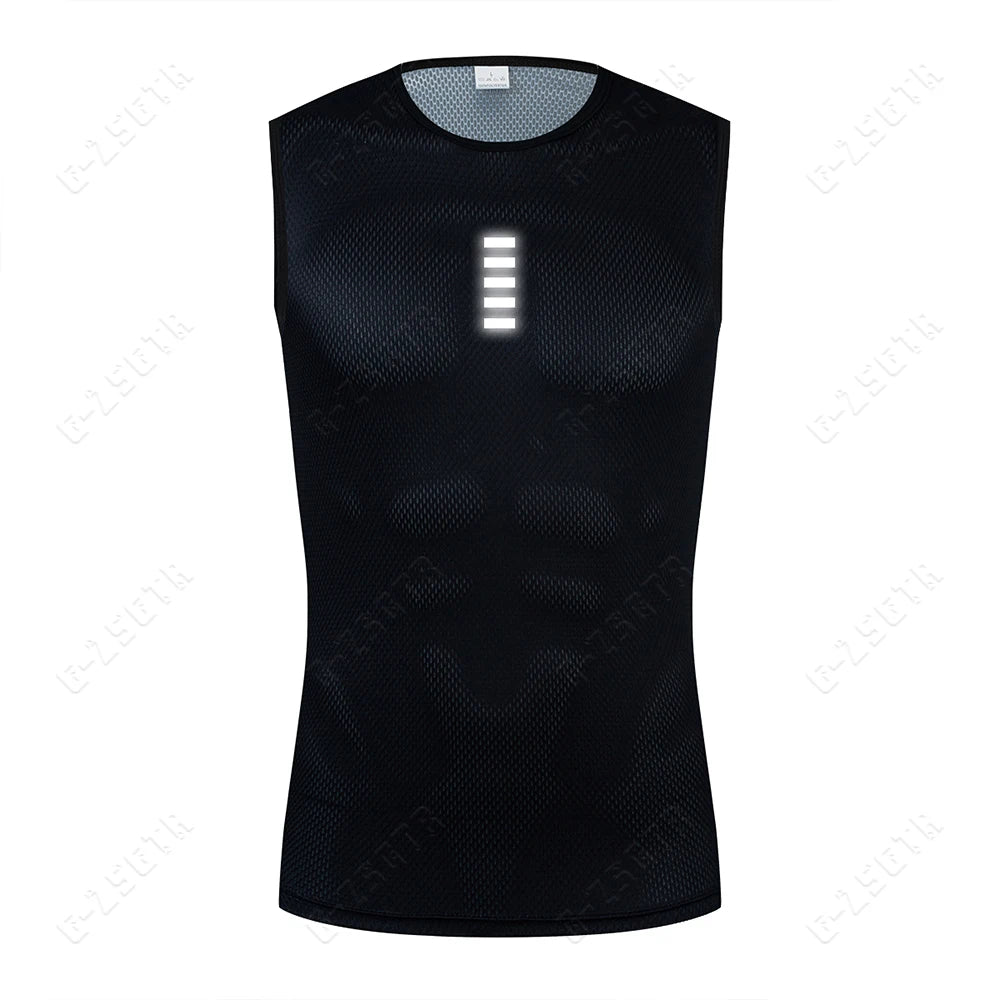 T-shirts Cycling Base Layer Reflective Underwear White Cycling Jersey Sport Vest Men Undershirt Quick Dry Elastici Vest Road Bike Jersey