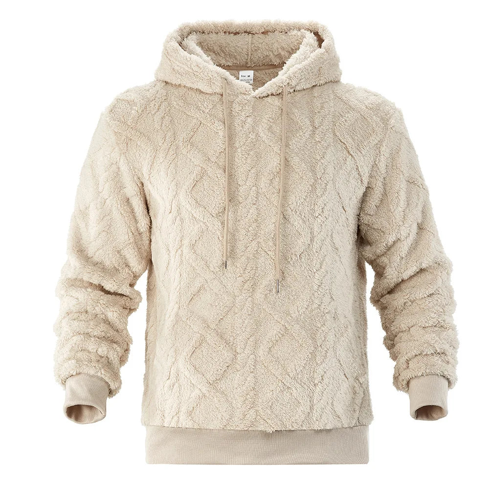 JUMPER  leisure men's high street jacquard double-sided velvet hooded sports trend pullover sweater jacket