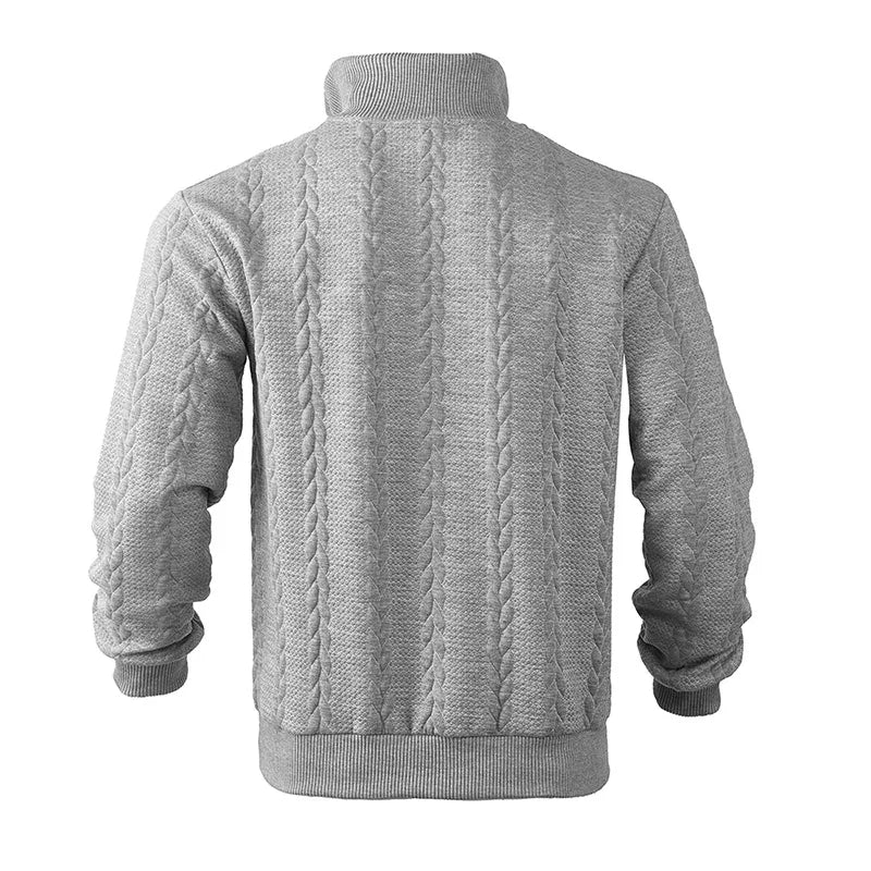 JUMPER  Casual stand-up collar zipper pullover loose knitted jacquard autumn and winter long-sleeved sweater men's top