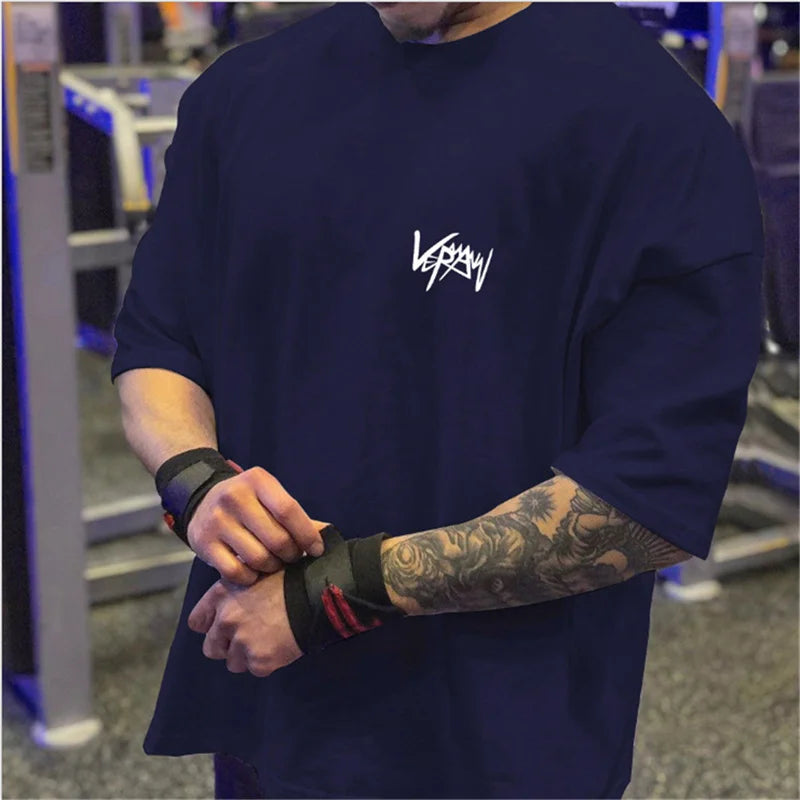 T-shirts Collar  sports  Oversize Cotton Summer Tee Training running shirt Man Streetwear Half Sleeve men T-shirt