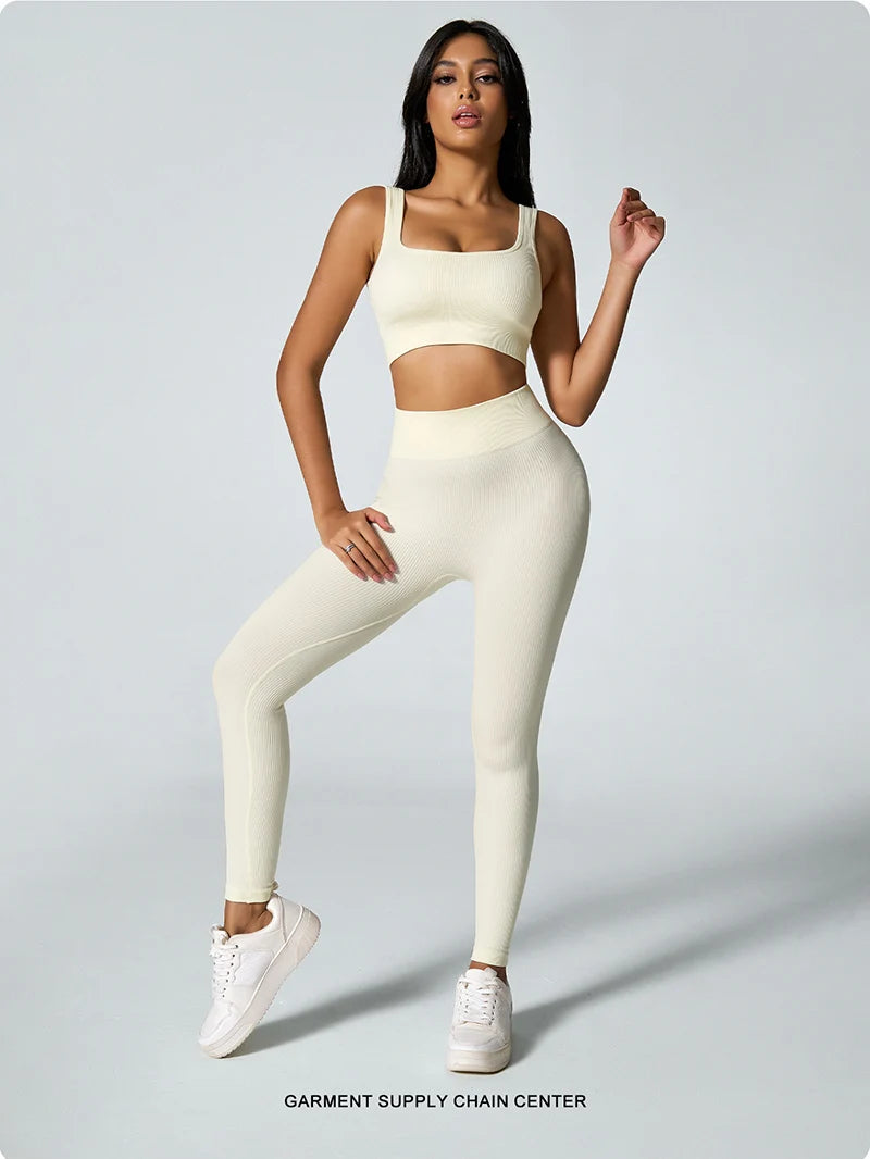 Leggings Women's seamless knitted thread yoga pants high waisted sports leggings hip lifting running training slimming and fashionable