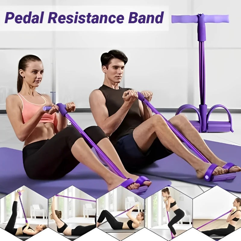 EQP Four-Tube Pedal Tensioner Multi-Functional Household Fitness Equipment Yoga Abdominal Strengthening Elastic Band Tension Rope