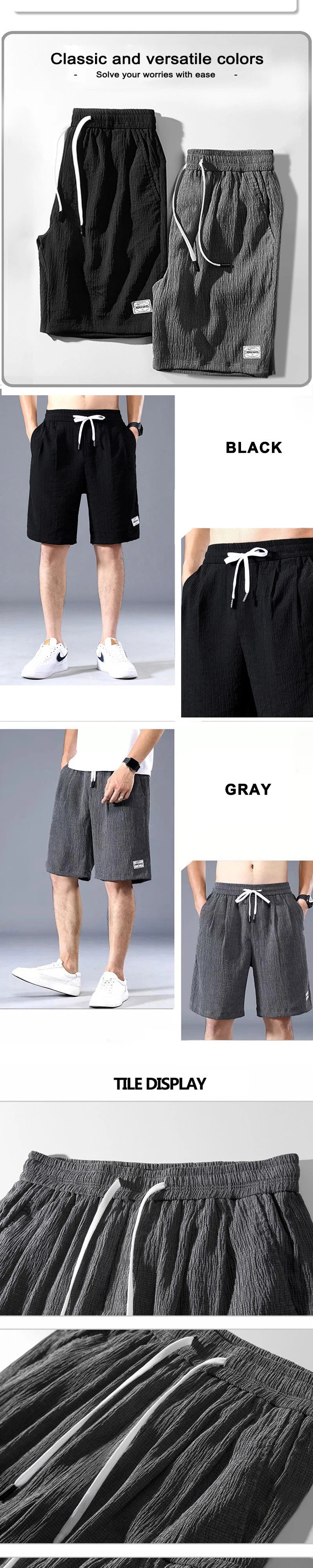 Shorts  Lce Silk Shorts Men's Thin Sports Cropped Pants Loose Straight Leg Cool Breathable New Fashion Trend Casual XL-XXXL