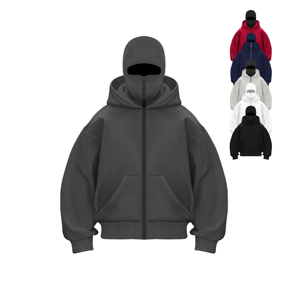 JUMPER Men's Ninja Hooded Loose Y2K Sport Shirt, Street Loose Casual Masked Sweatshirt Windproof Double Hoodie