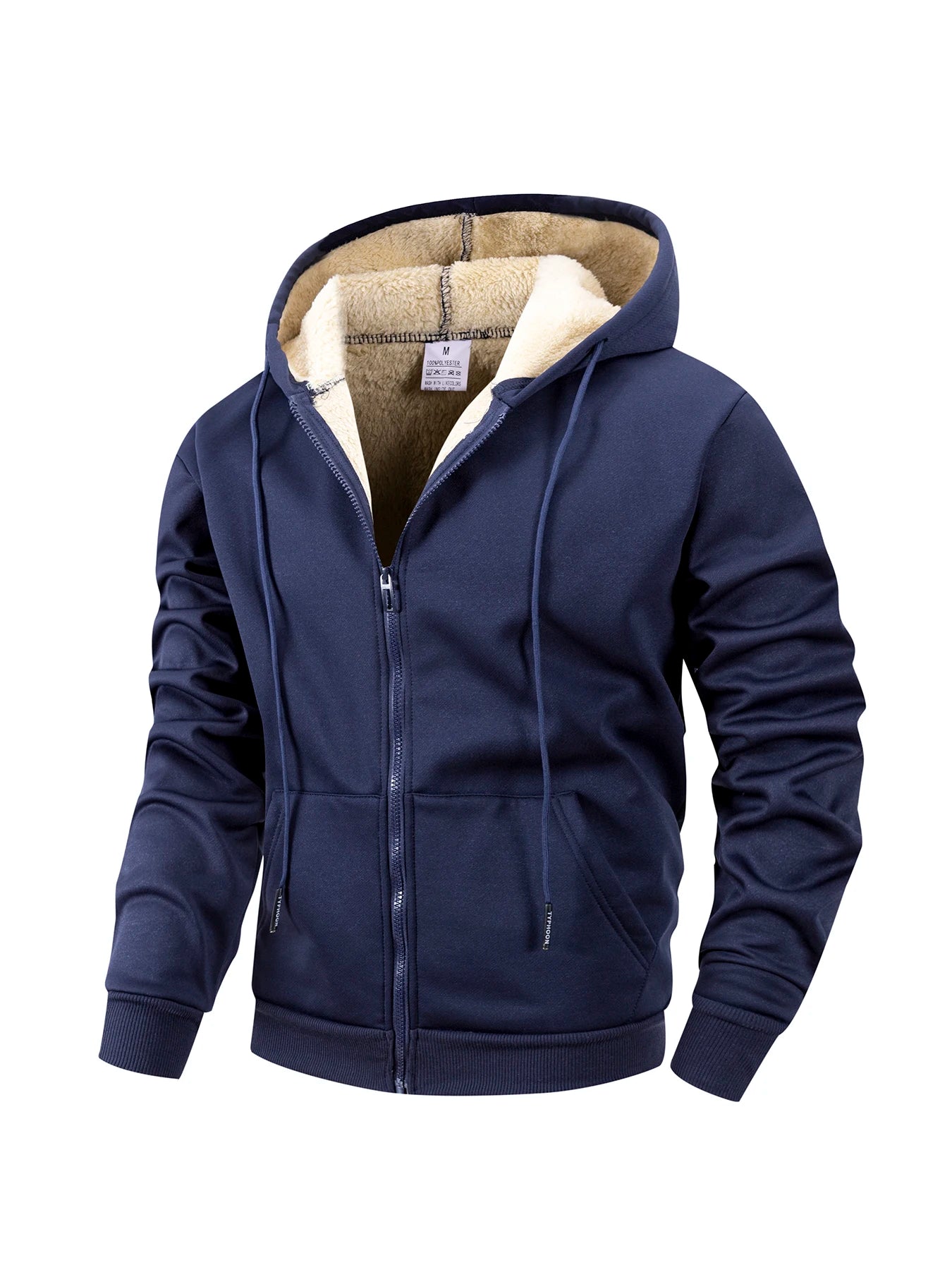 JUMPER Winter Men's Zipper Jacket Fleece Warm Windproof Hoodies Heavyweight Cardigan Casual Sports Long Sleeve Sweatshirts Hooded Coat