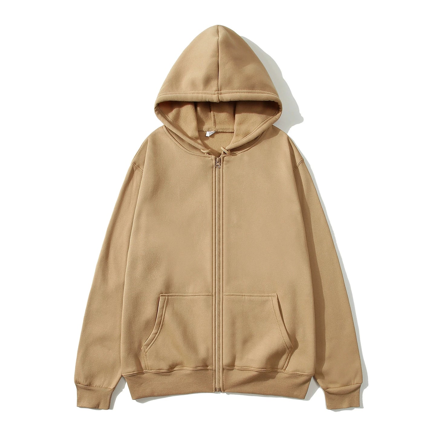 JUMPER New Trendy Sweatshirt Coat Front Pockets Warm Zipper Lamb Wool Jacket Men and Woman Autumn Winter Pure Color Cardigan Hoodie