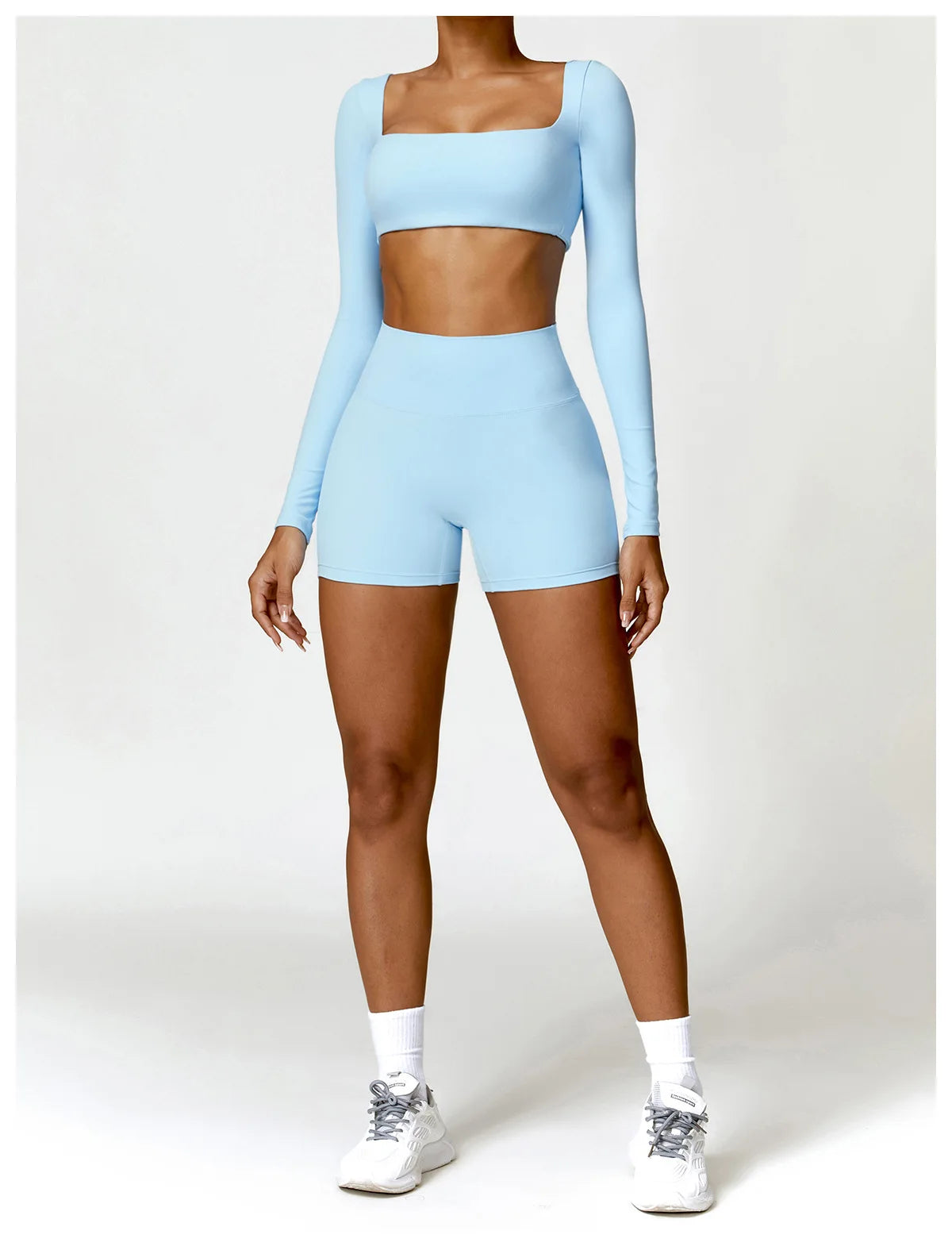 Legging Women Tracksuit Yoga Set 2PCS Sportswear Workout Clothes Athletic Wear Gym Legging Fitness Bra Crop Top Long Sleeve Sports Suits