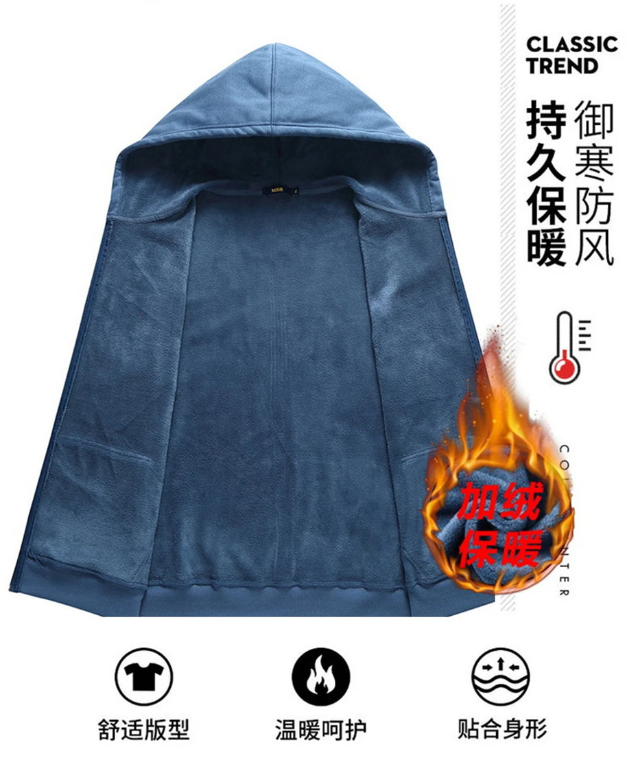 JUMPER Big Size Hoodie Men Autumn Winter Fleece Hoodies Solid Color Jacket Zip Up Hoodies 12XL Blue Black Red Grey