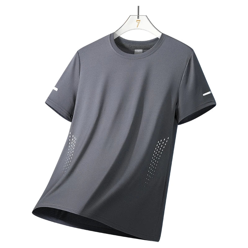 T-shirts Men's Running Quick Drying T-shirts Breathable Hiking Fishing Tees Soft Elasticity Outdoor Sports Short Shirt Summer