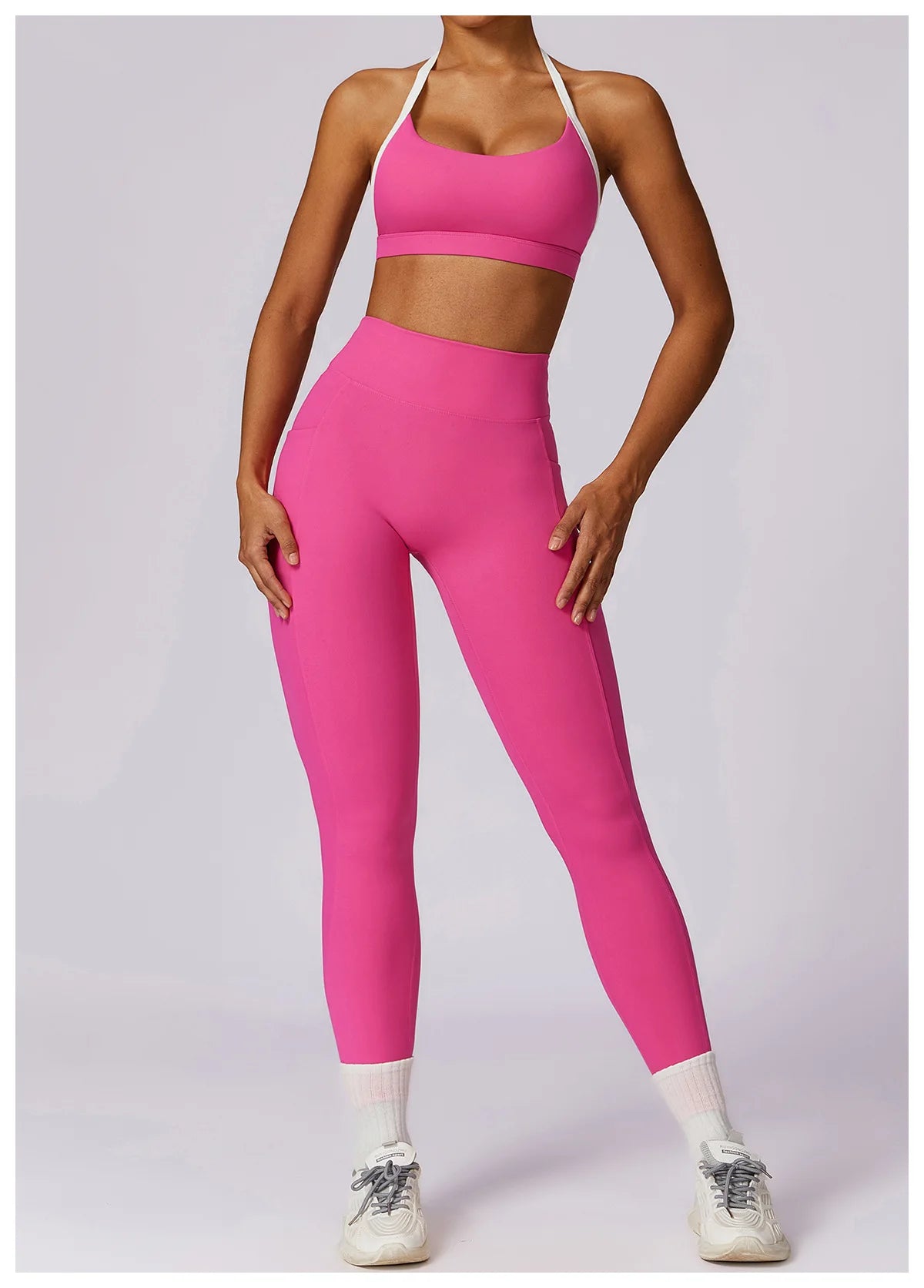 Legging Yoga Set 2PCS Women Sportswear Push Up Workout Clothes Athletic Wear Gym Legging Fitness Bra Crop Top Long Sleeve Sports Suits