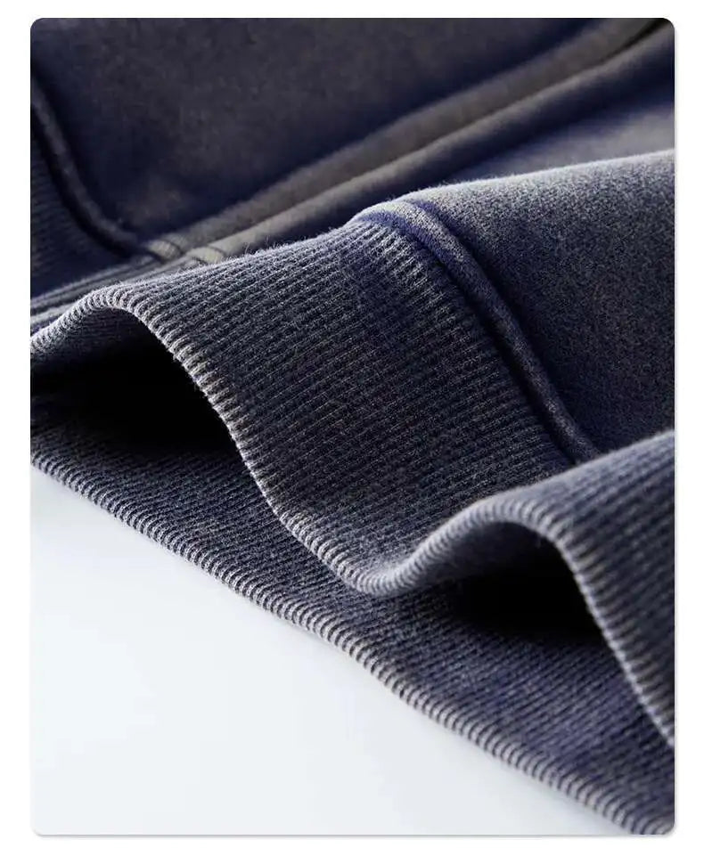 JUMPER Men's Wear Wax Printing Vintage Male Hoodies Oversized Loose Zipper Water Washed Plush Sweatshirt Trendy New 9C9349