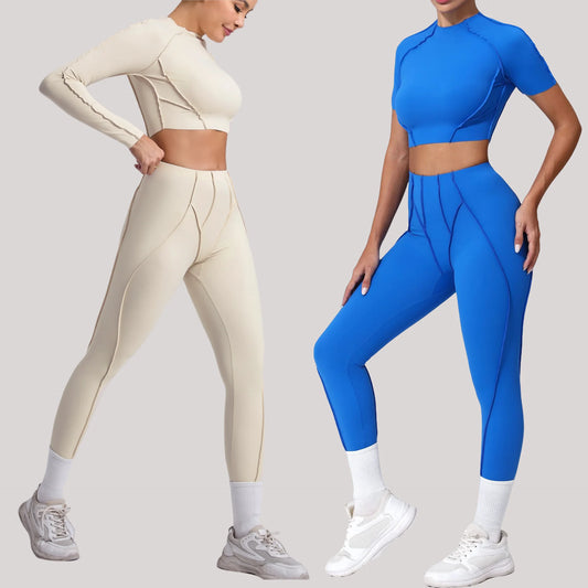 Legging Seamless Yoga Sets Sports Fitness Hip-lifting High Waist Skinny Long-sleeved Suit Running Workout Gym Leggings Sets for Women