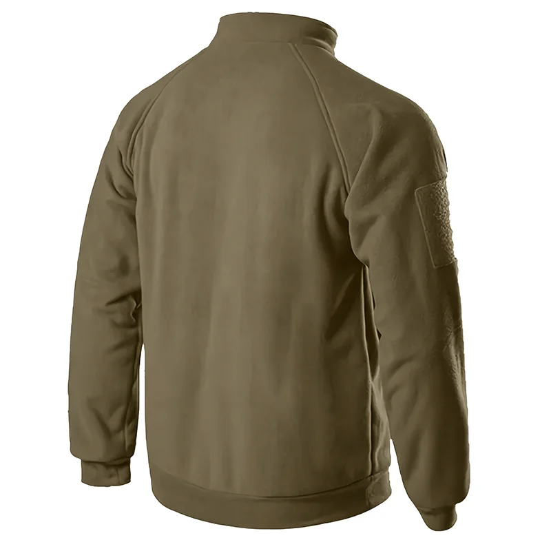 JUMPER Casual Military Sweatshirt Fleece Jacket Standing Collar Pullover Solid Color Sweater Windproof Clothes