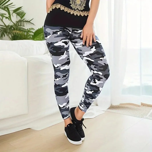 Leggings Camouflage Printed White Gray Sexy Women's Leggings Sports Jacket Tight Pants High Elasticity Slim Fit Tight Pants