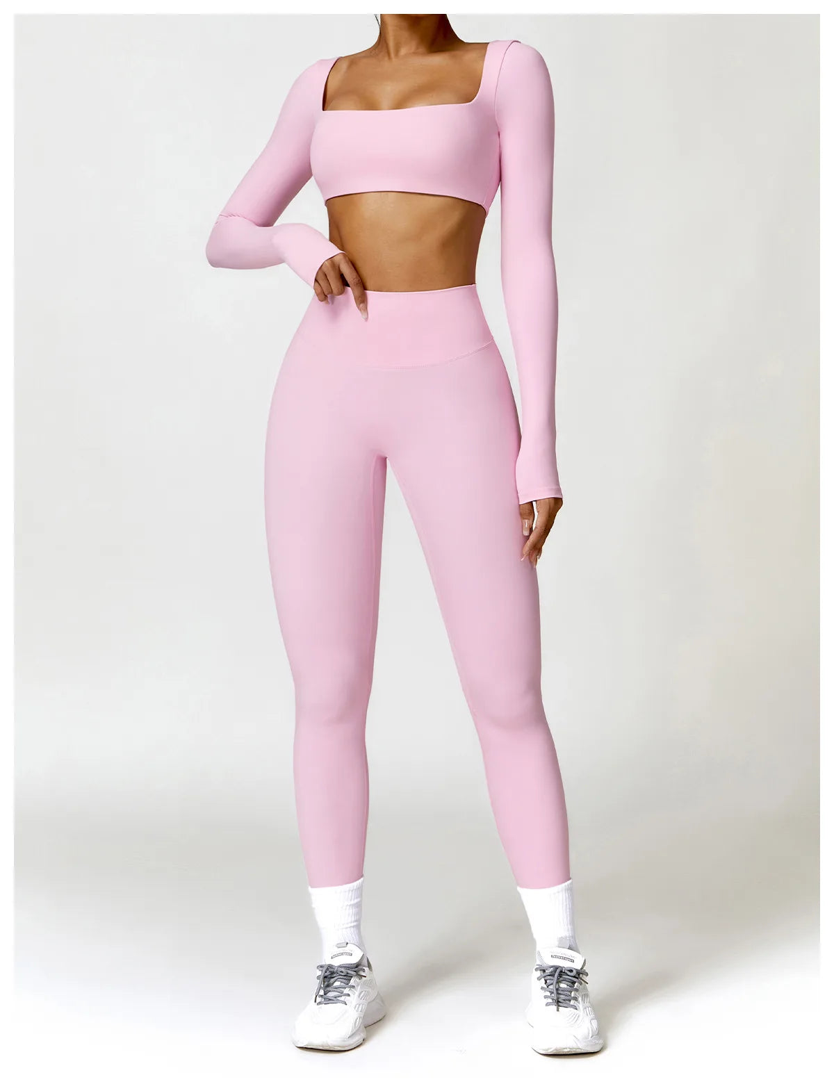 Legging Women Tracksuit Yoga Set 2PCS Sportswear Workout Clothes Athletic Wear Gym Legging Fitness Bra Crop Top Long Sleeve Sports Suits