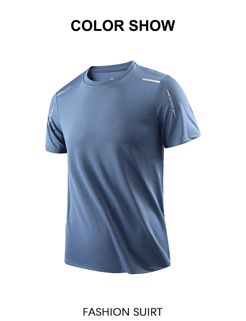 T-shirts Men's Running Quick Drying T-shirts Breathable Hiking Fishing Tees Soft Elasticity Outdoor Sports Short Shirt Summer