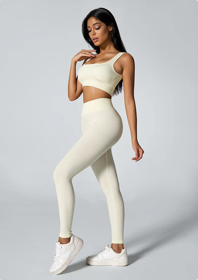 Leggings Women's seamless knitted thread yoga pants high waisted sports leggings hip lifting running training slimming and fashionable