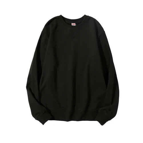 JUMPER Tight Match Heavy Inverted Triangle Loose Versatile Solid Cotton Vintage Autum Winter Long Sleeve Round Neck Sweater