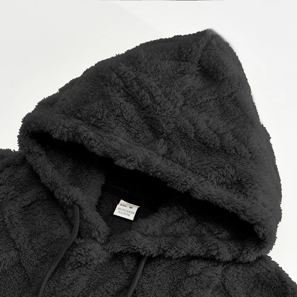 JUMPER leisure men's high street jacquard double-sided velvet hooded sports trend pullover sweater jacket