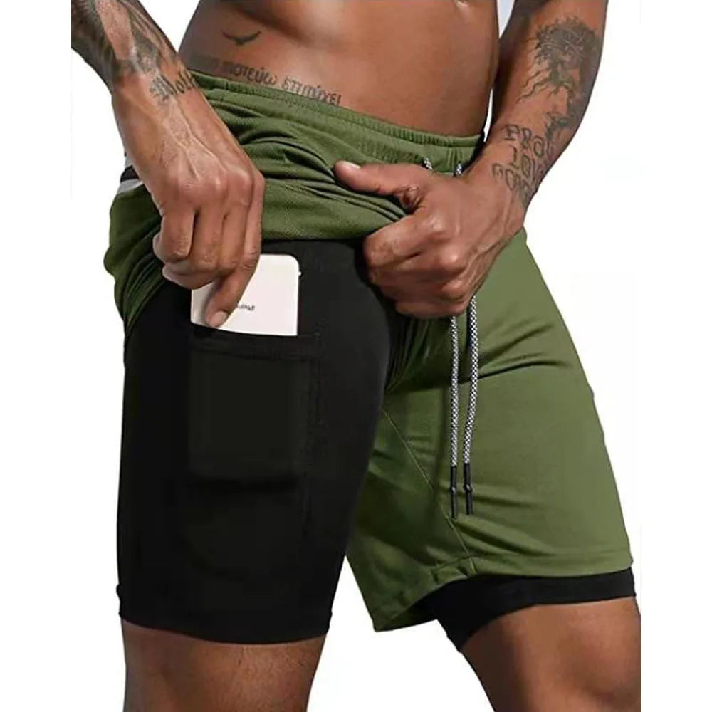 Shorts  Sportswear Double-deck Running Shorts 2 In 1 Beach Bottoms Summer Gym Fitness Training Jogging Short Pants Men
