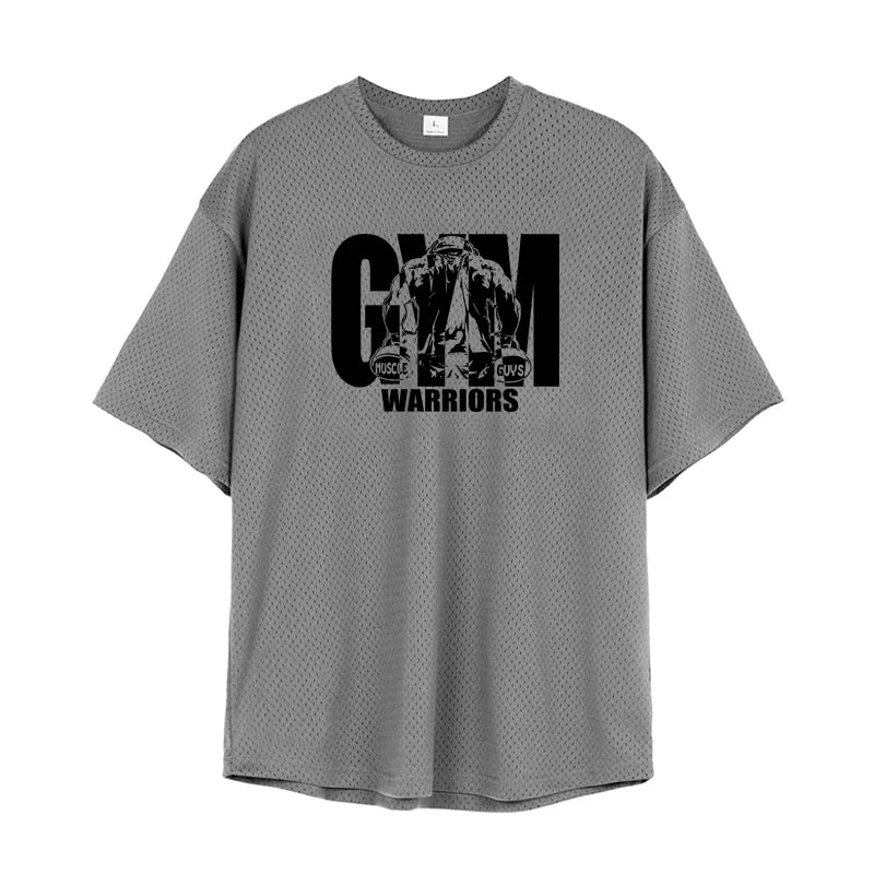 Men Short Sleeve Oversized Loose Men's Casual Sport T-Shirt Gym Bodybuilding Fitness Short Sleeve Shirt Summer Mesh Quick Dry Breathable Clothing