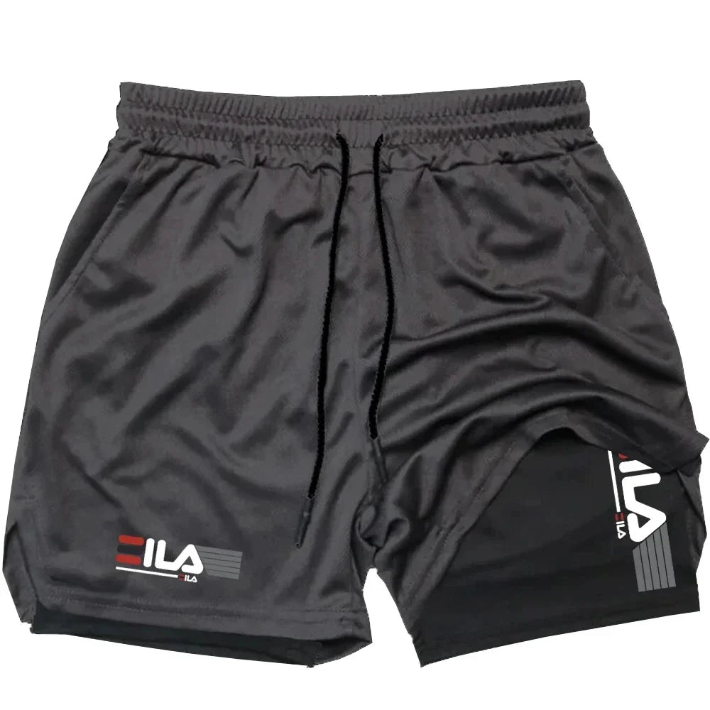 Shorts Men's Two-in-one Sports Shorts Breathable Casual Quick-drying Double-layer Shorts Summer Running Sportswear Bottoms M-3XL