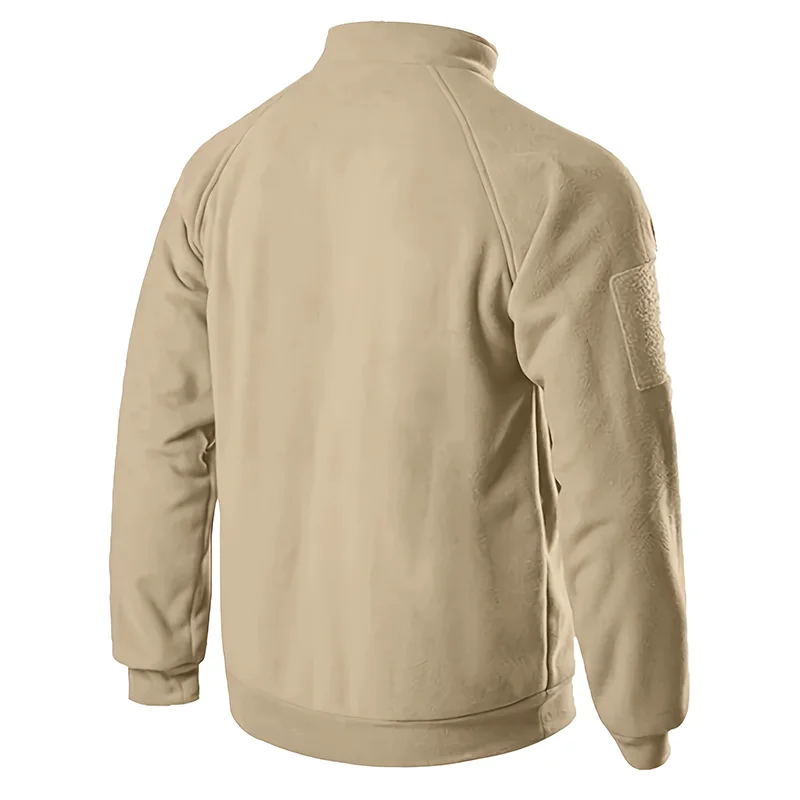 JUMPER Casual Military Sweatshirt Fleece Jacket Standing Collar Pullover Solid Color Sweater Windproof Clothes
