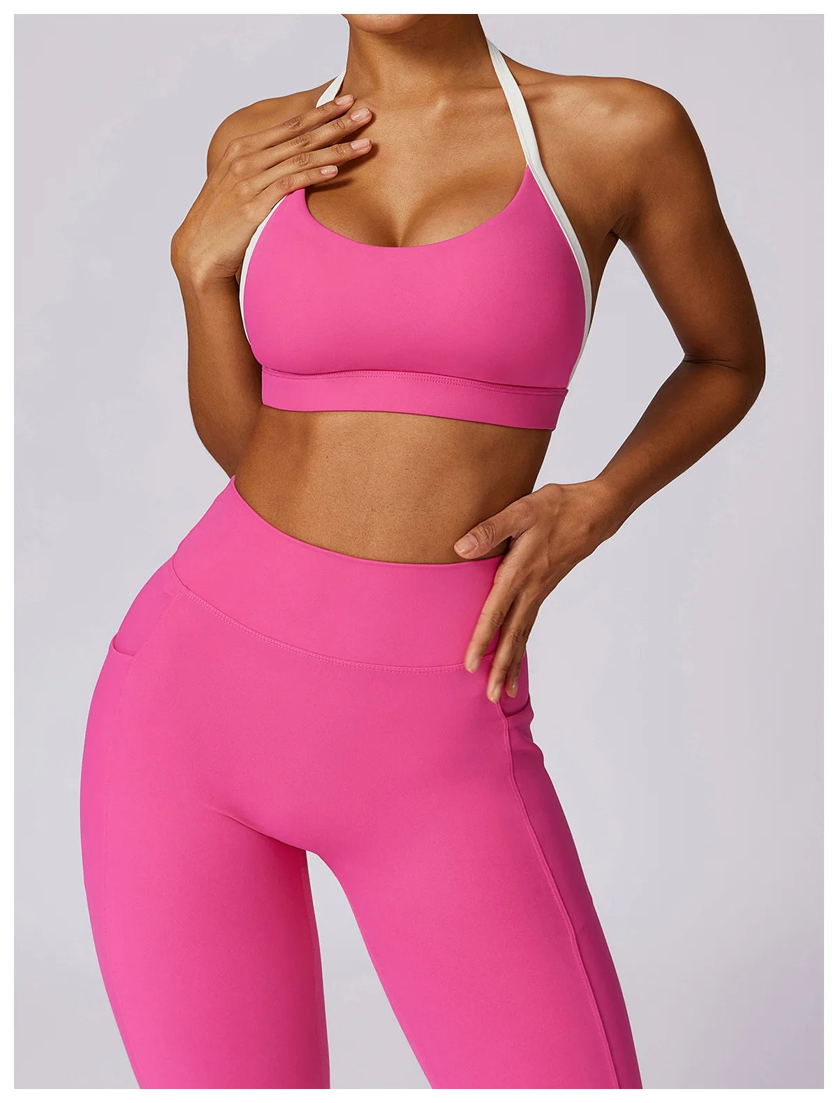 Legging Yoga Set 2PCS Women Sportswear Push Up Workout Clothes Athletic Wear Gym Legging Fitness Bra Crop Top Long Sleeve Sports Suits